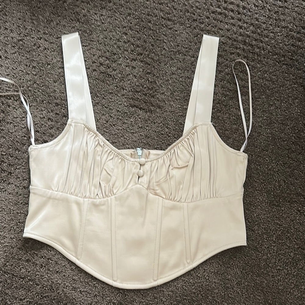 Zara Cream Bustier Corset Top - Small